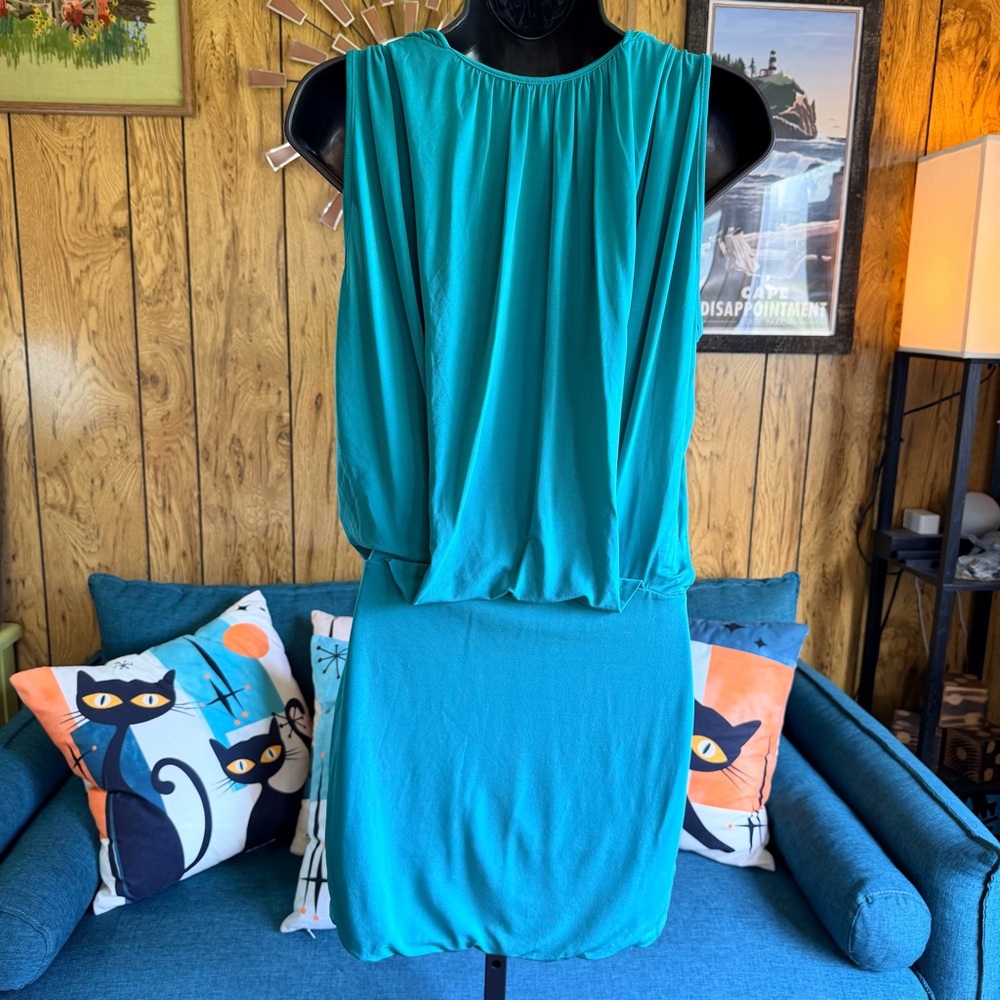 BCBGMAXAZRIA Teal Sleeveless RetrDress - Picture 4 of 12